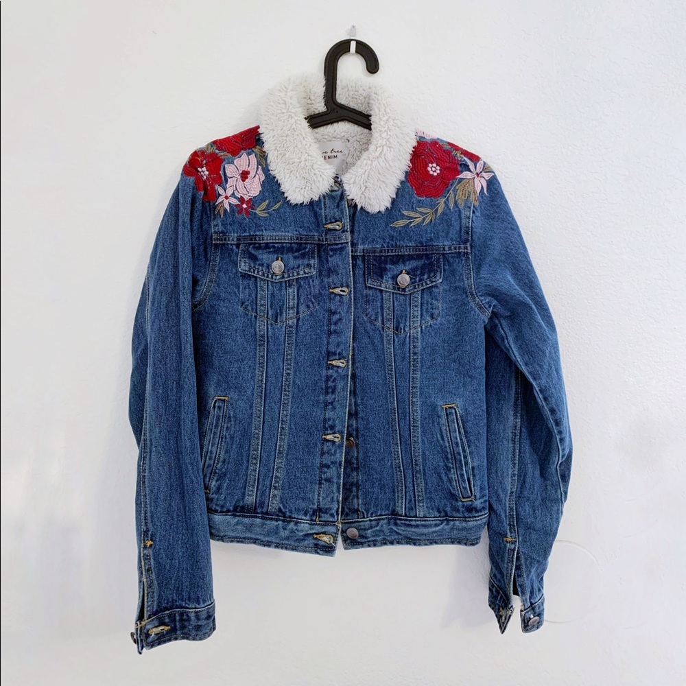 Love Tree Embroidered Denim Jacket